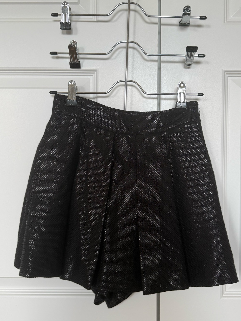 Shimmery Black Pleated Skort